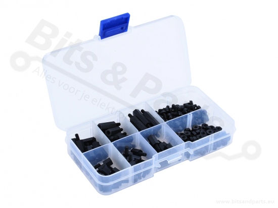Afstandsbus/Spacer/Standoff  M3 set 180-delig zwart